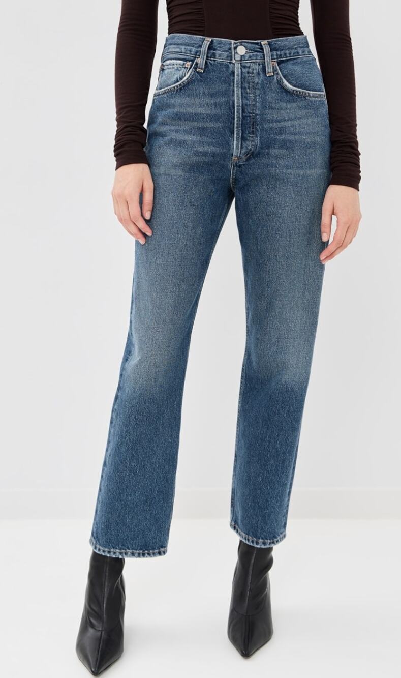 AGOLDE 90's High Rise Button Fly Jeans Dark Blue Wash Women's Size 25